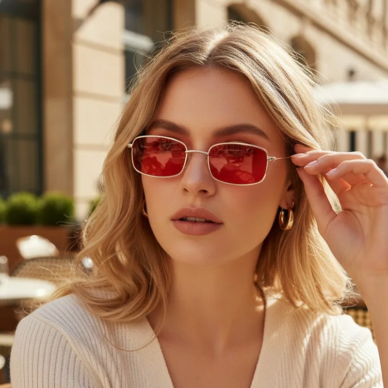Sunglasses Uv400 - Neue kleine quadratische Sonnenbrille für Damen,