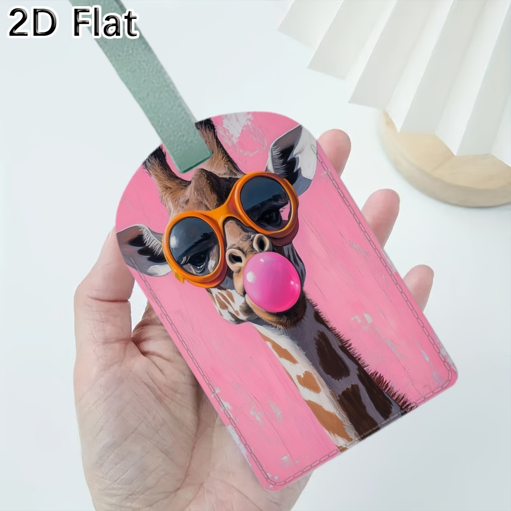 Travel Luggage Set - Niedlicher Giraffen-Gepäckanhänger mit Brille und Kaugummi-Print,