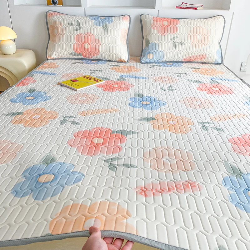 Silk Pillowcase - Bedruckte Naturlatex-Sommermatte, atmungsaktive Kühlmatte aus Eisseide