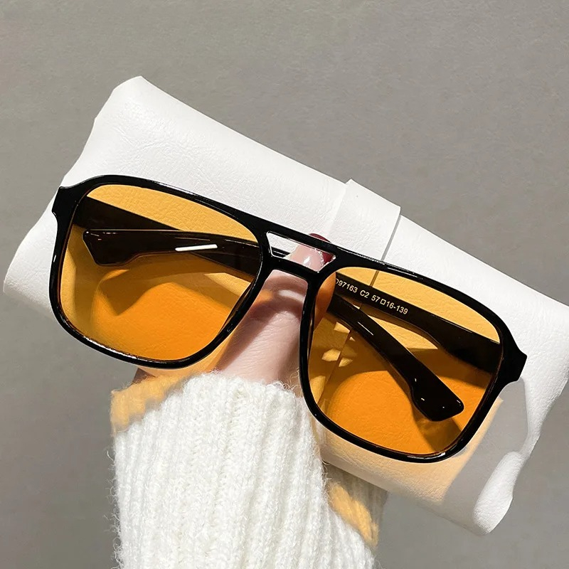 Sunglasses Uv400 - Quadratische Doppelbrücken-Sonnenbrille für Damen, Retro-Shades UV400,