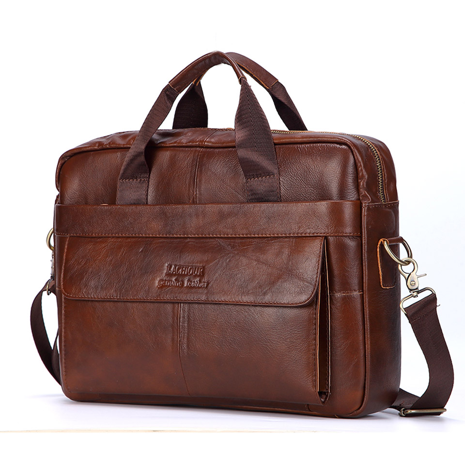 Leather Briefcase - Männer Echtem Leder Handtaschen Casual Leder