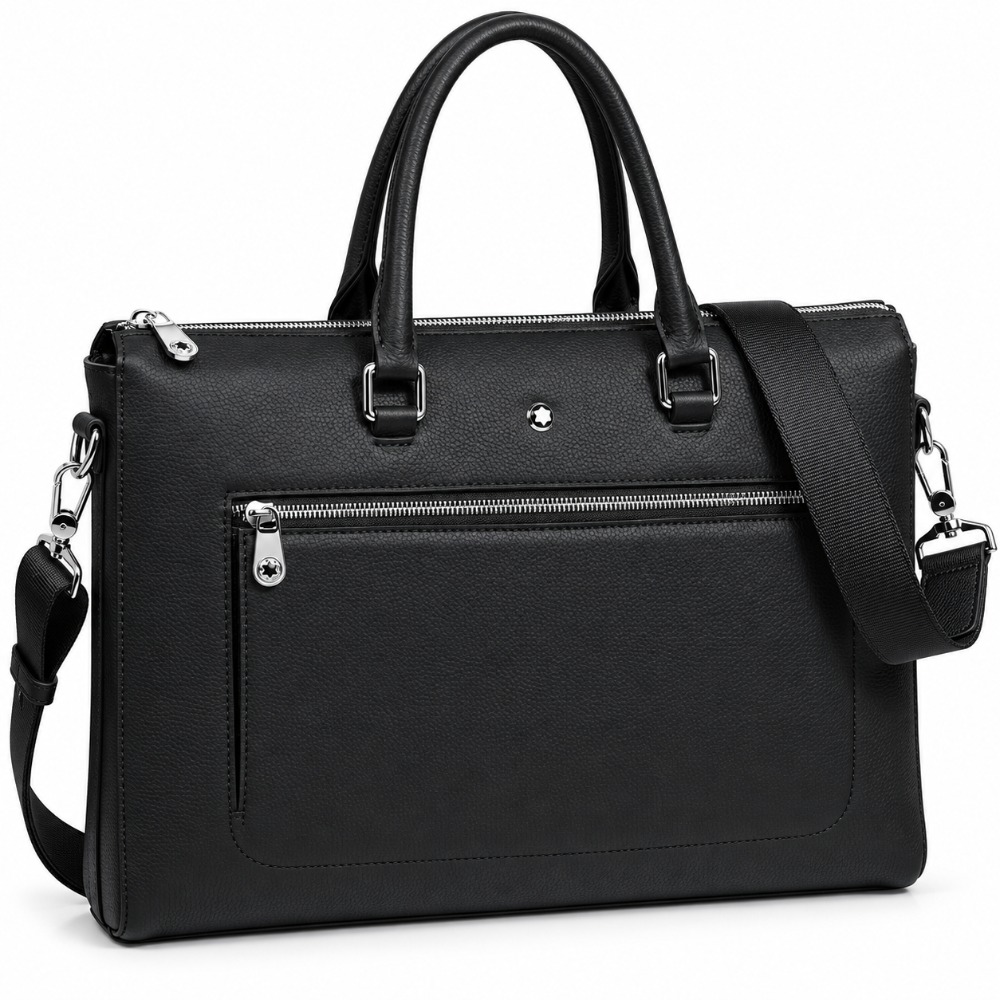 Leather Briefcase - Herren-Handtaschen mit Tragegriff, klassische Business-Aktentasche, schwarze,