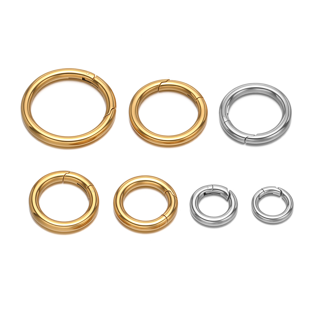 Gold Plated Jewelry - 2 Teile/los Runde Federverschlüsse Edelstahl Vergoldet