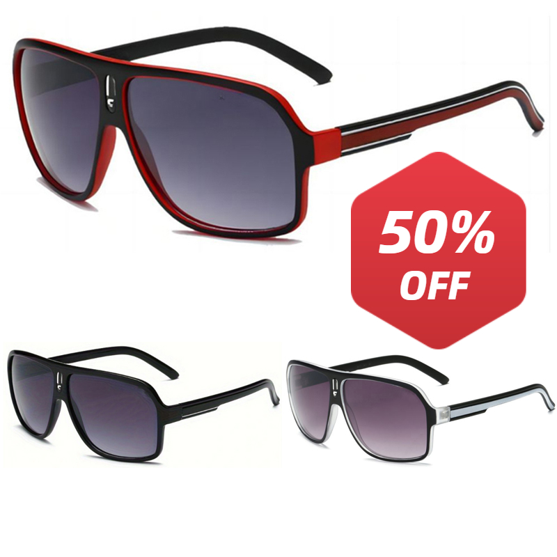 Sunglasses Uv400 - Große, gebogene, modische Brille im Retro-Stil,