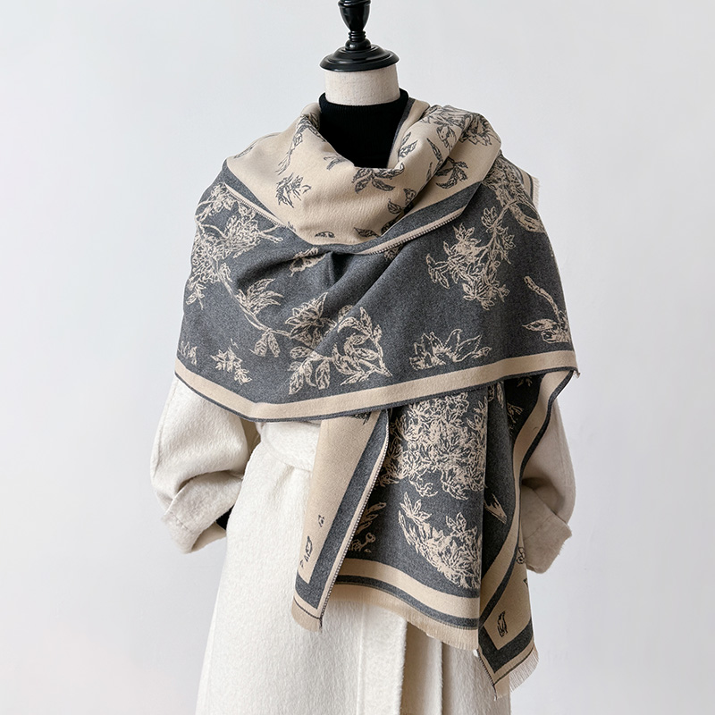 Cashmere Scarf - Damen-Schal im Vintage-Stil mit Blumen- und