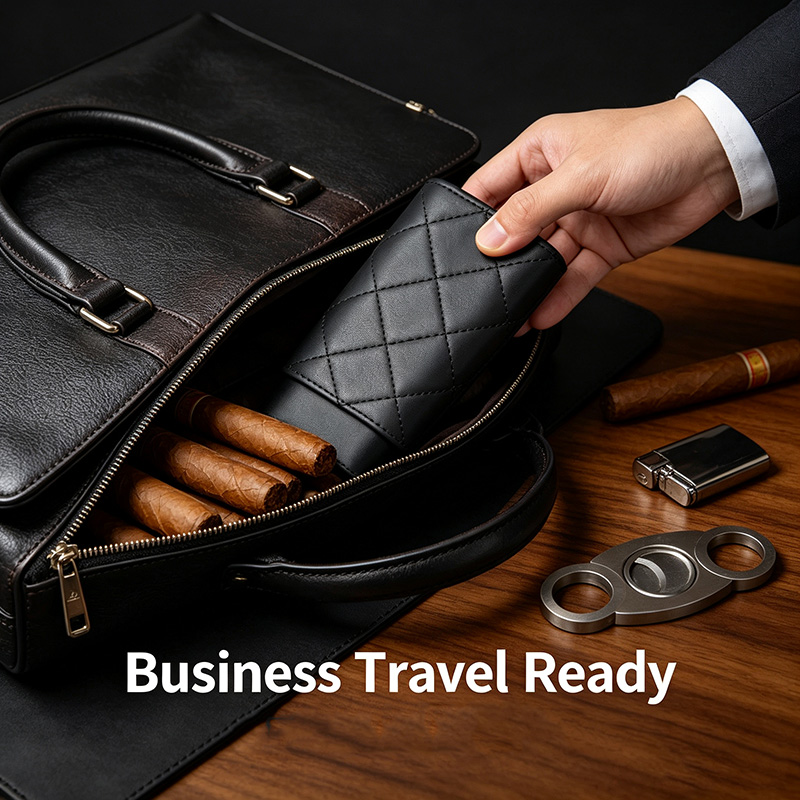 Premium Cigar Case - Großes Zigarrenetui aus Premium-PU-Leder mit 64