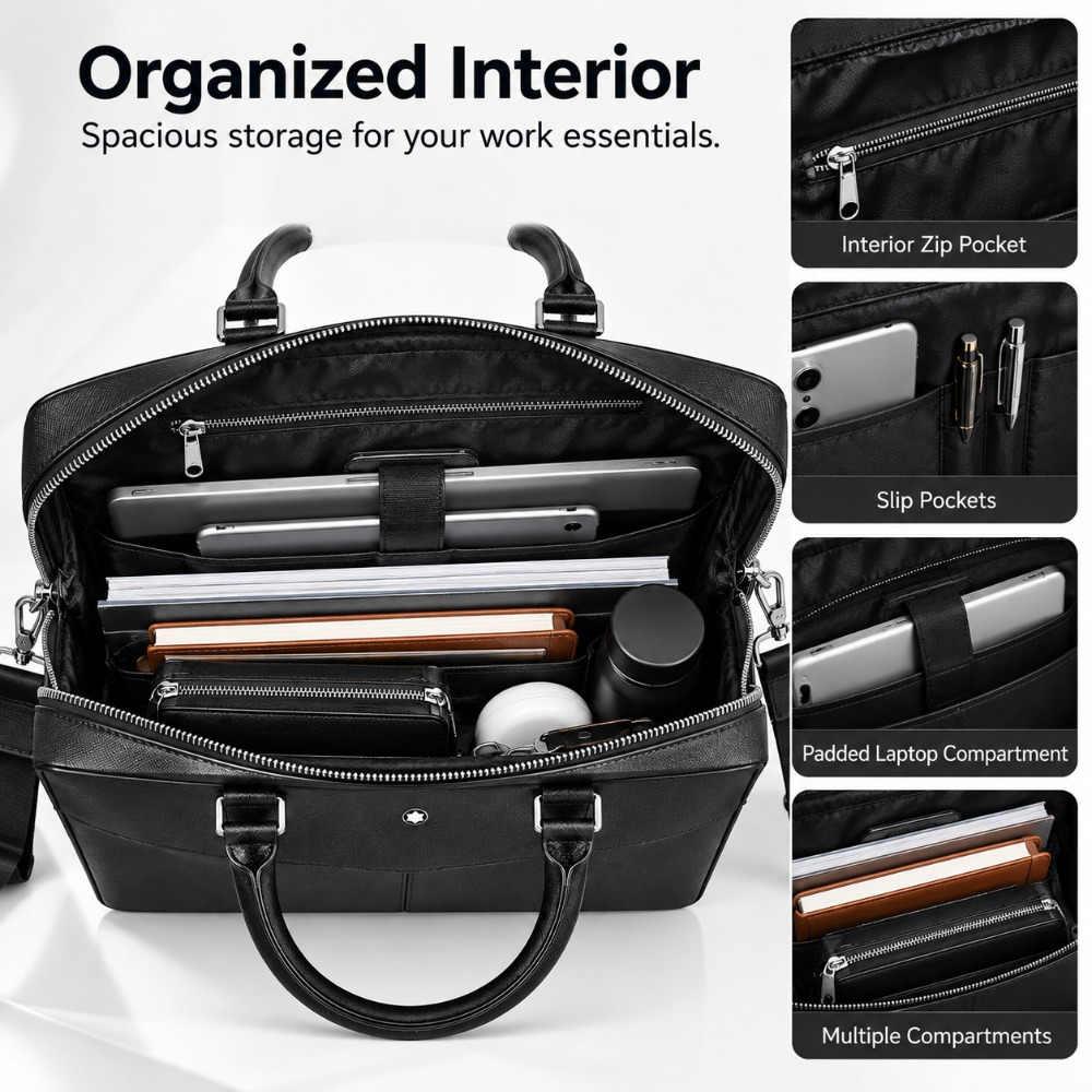 Luxuriöse Herren-Aktentasche a – Leather Briefcase Bewertung und Preis