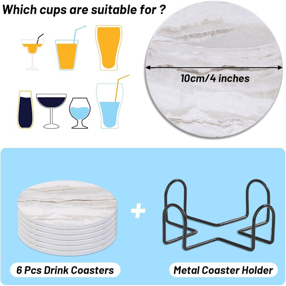 6-teiliges Saugfähiges Unterse – Marble Coaster Set Bewertung und Preis