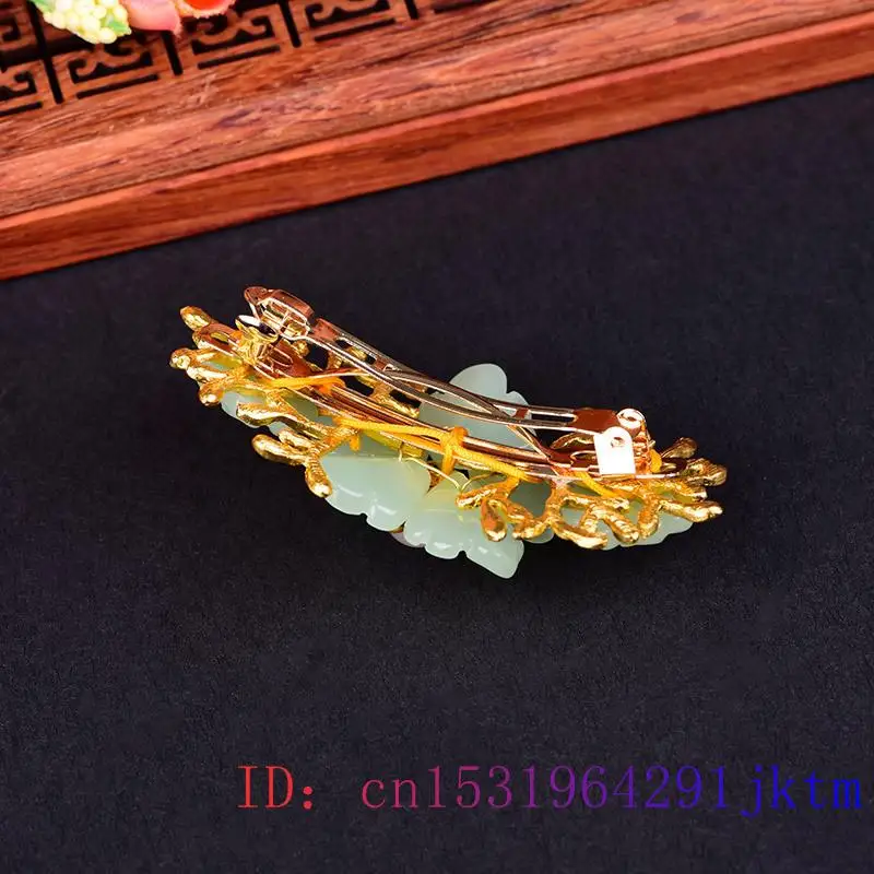 Grüne Jade Blume Haars pange D – Gold Plated Jewelry Bewertung und Preis
